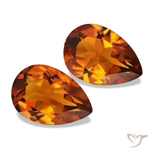 3.32 ctw Orange Citrine Stones, Natural Citrine in Pear Facet Shape for Sale