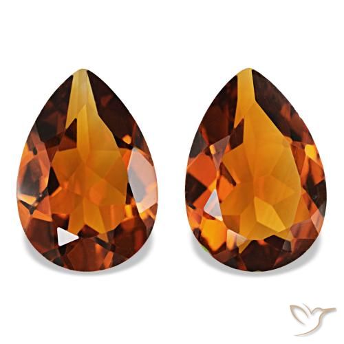 3.01ctw Deep Orange Citrine Gemstones, Pear Shape, VVS-VS