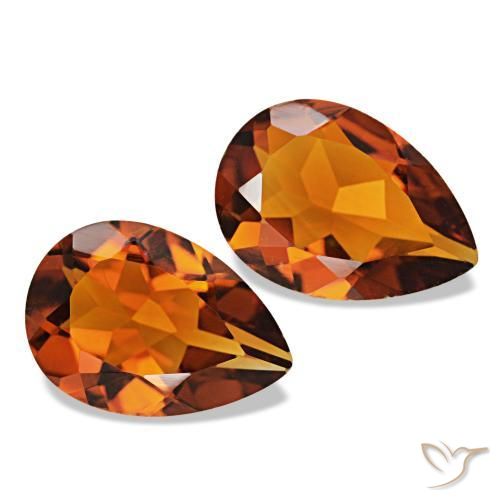 3.01 ctw Orange Citrine Stones, Natural Citrine in Pear Facet Shape for Sale