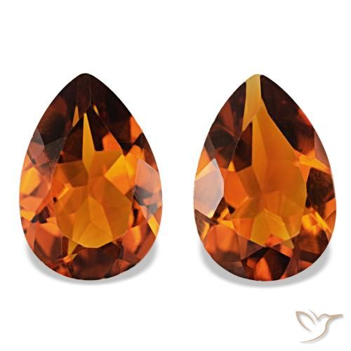 3.14 ctw Orange Citrine Gemstones, Citrine Gems in Pear Facet Shape for Sale.