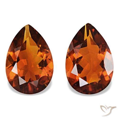 2.85 ctw Orange Citrine Gemstones, Citrine Gems in Pear Facet Shape for Sale.