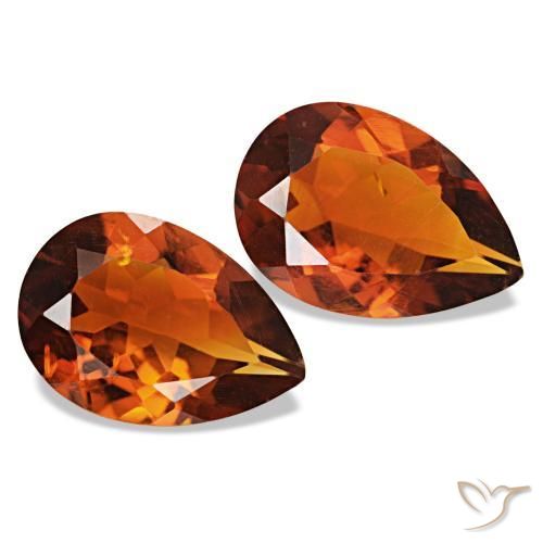 2.85 ctw Orange Citrine Stones, Natural Citrine in Pear Facet Shape for Sale
