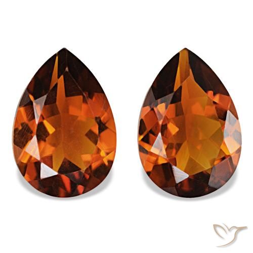3.20ctw Reddish Orange Citrine, Pear Shape, VVS-VS
