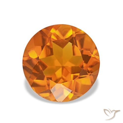 1.66 ct Orange Citrine Gemstone, Citrine Gem in Round Facet Shape for Sale.