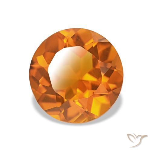 1.66 ct Orange Citrine Stone, Natural Citrine in Round Facet Shape for Sale