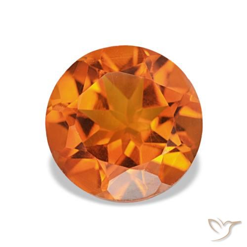 1.73 ct Orange Citrine Gemstone, Citrine Gem in Round Facet Shape for Sale.