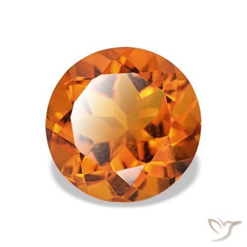 1.89 ct Orange Citrine Stone, Natural Citrine in Round Facet Shape for Sale