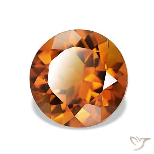 2.01 ct Orange Citrine Stone, Natural Citrine in Round Facet Shape for Sale