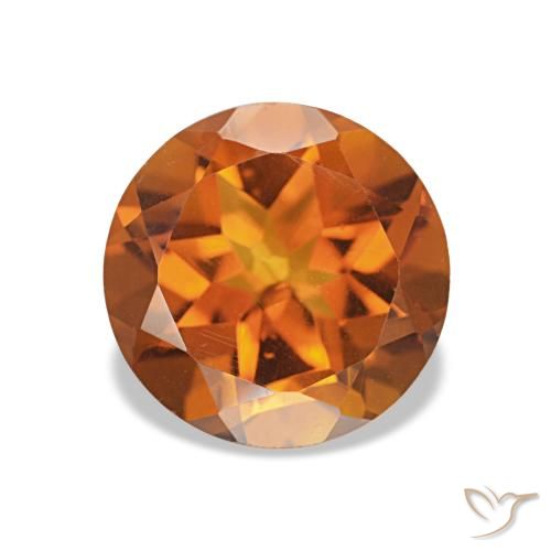 1.67 ct Orange Citrine Gemstone, Citrine Gem in Round Facet Shape for Sale.
