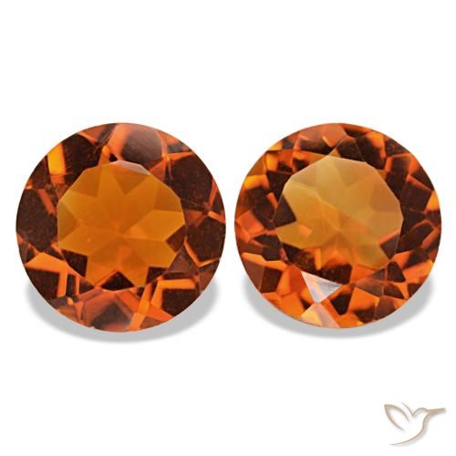 3.13 ctw Orange Citrine Gemstones, Citrine Gems in Round Facet Shape for Sale.