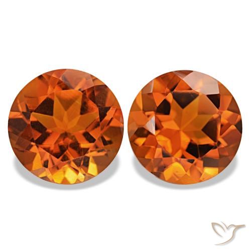 3.58ctw Reddish Orange Citrine Gemstones, Round, VVS-VS