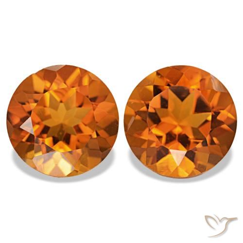 3.71 ctw Orange Citrine Gemstones, Citrine Gems in Round Facet Shape for Sale.