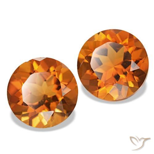 3.71 ctw Orange Citrine Stones, Natural Citrine in Round Facet Shape for Sale