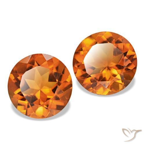 3.43 ctw Orange Citrine Stones, Natural Citrine in Round Facet Shape for Sale
