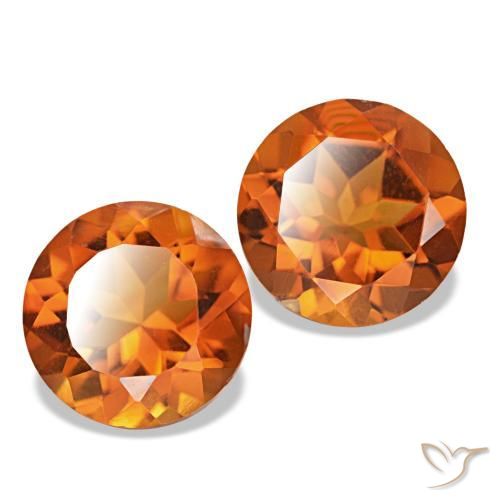 3.27 ctw Orange Citrine Stones, Natural Citrine in Round Facet Shape for Sale