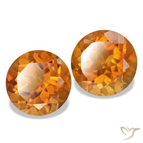 3.49 ctw Orange Citrine Stones, Natural Citrine in Round Facet Shape for Sale