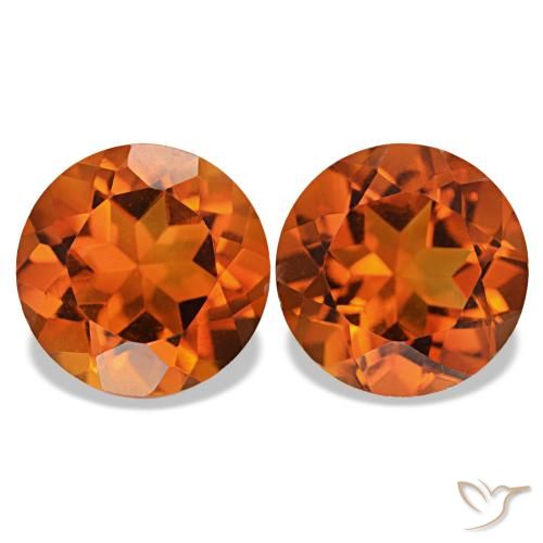 3.96 ctw Orange Citrine Gemstones, Citrine Gems in Round Facet Shape for Sale.