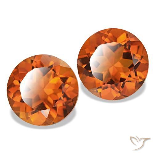 3.96 ctw Orange Citrine Stones, Natural Citrine in Round Facet Shape for Sale