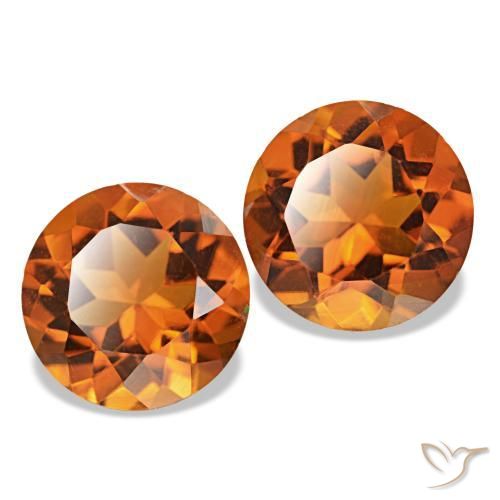 3.28 ctw Orange Citrine Stones, Natural Citrine in Round Facet Shape for Sale