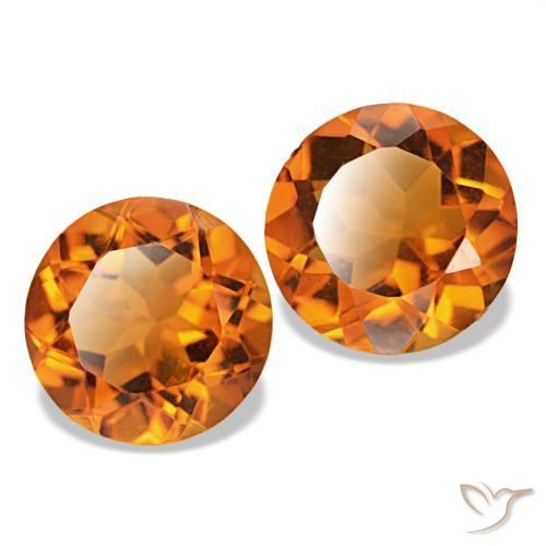 3.22 ctw Orange Citrine Stones, Natural Citrine in Round Facet Shape for Sale