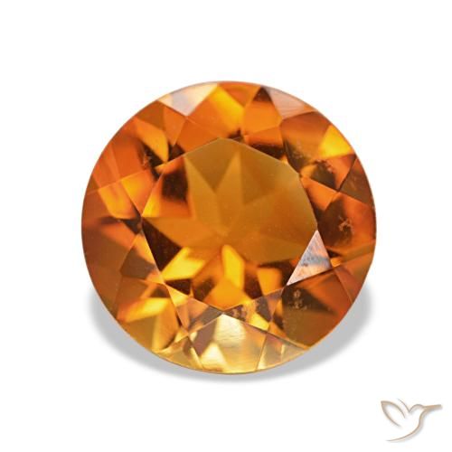 1.79 ct Orange Citrine Gemstone, Citrine Gem in Round Facet Shape for Sale.