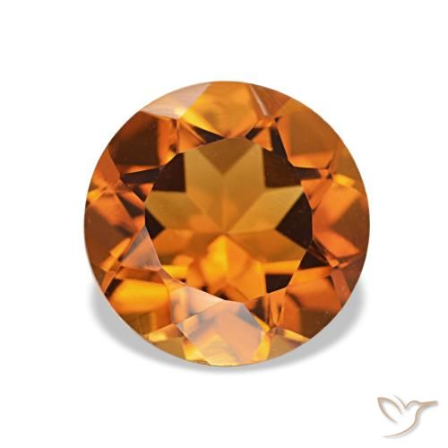 1.66 ct Orange Citrine Gemstone, Citrine Gem in Round Facet Shape for Sale.