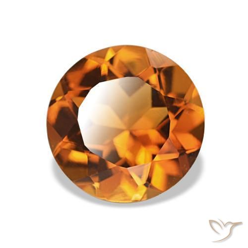 1.66 ct Orange Citrine Stone, Natural Citrine in Round Facet Shape for Sale