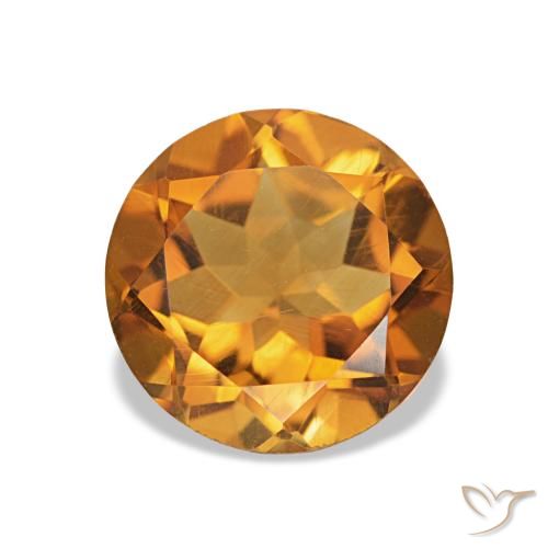 1.54ct Brownish Orange Citrine Gemstones, Round, VVS-VS