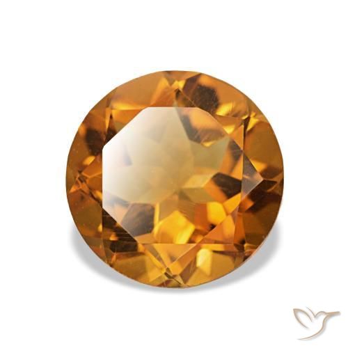1.54 ct Orange Citrine Stone, Natural Citrine in Round Facet Shape for Sale