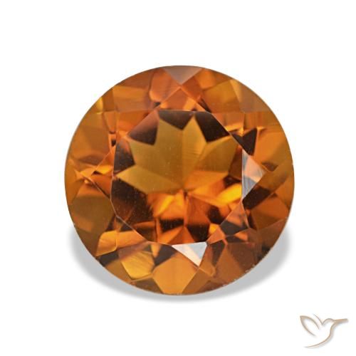 1.90 ct Orange Citrine Gemstone, Citrine Gem in Round Facet Shape for Sale.
