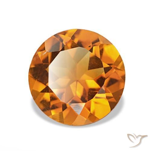 1.74 ct Orange Citrine Stone, Natural Citrine in Round Facet Shape for Sale