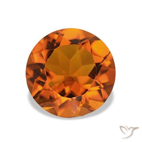1.50 ct Orange Citrine Gemstone, Citrine Gem in Round Facet Shape for Sale.