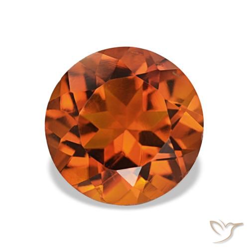1.85 ct Orange Citrine Gemstone, Citrine Gem in Round Facet Shape for Sale.