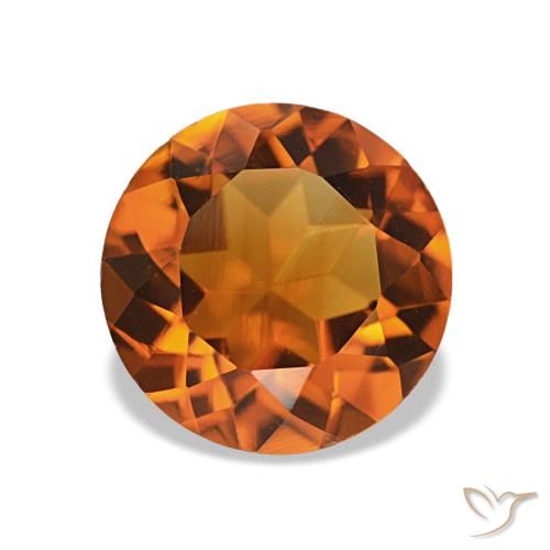 1.61 ct Orange Citrine Gemstone, Citrine Gem in Round Facet Shape for Sale.