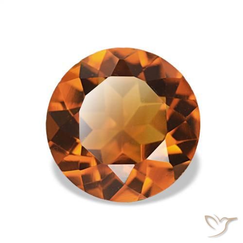 1.61 ct Orange Citrine Stone, Natural Citrine in Round Facet Shape for Sale