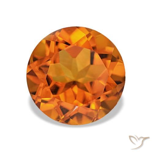 2.19 ct Orange Citrine Gemstone, Citrine Gem in Round Facet Shape for Sale.