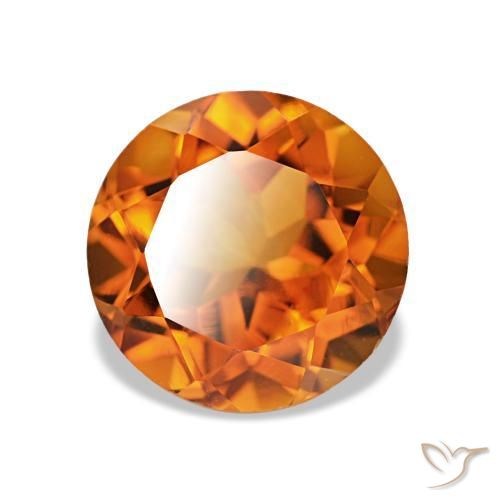 2.19 ct Orange Citrine Stone, Natural Citrine in Round Facet Shape for Sale