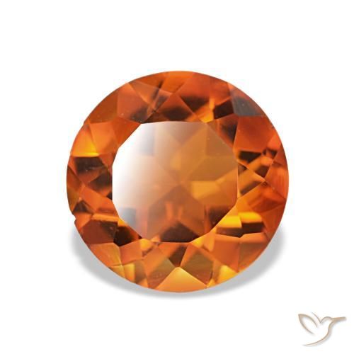 1.56 ct Orange Citrine Stone, Natural Citrine in Round Facet Shape for Sale