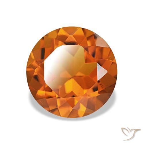 1.72 ct Orange Citrine Stone, Natural Citrine in Round Facet Shape for Sale