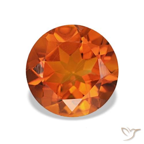 1.80 ct Orange Citrine Gemstone, Citrine Gem in Round Facet Shape for Sale.
