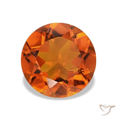 1.57 ct Orange Citrine Gemstone, Citrine Gem in Round Facet Shape for Sale.