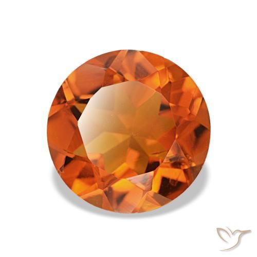 1.57 ct Orange Citrine Stone, Natural Citrine in Round Facet Shape for Sale