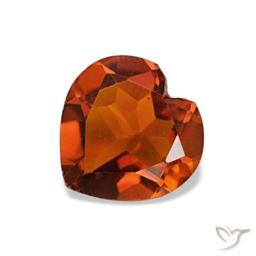 1.00 ct Orange Citrine Gemstone, Citrine Gem in Heart Facet Shape for Sale.