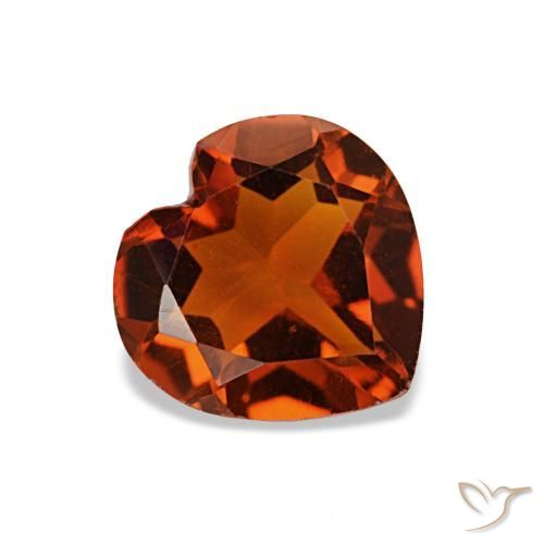 1.00 ct Orange Citrine Stone, Natural Citrine in Heart Facet Shape for Sale