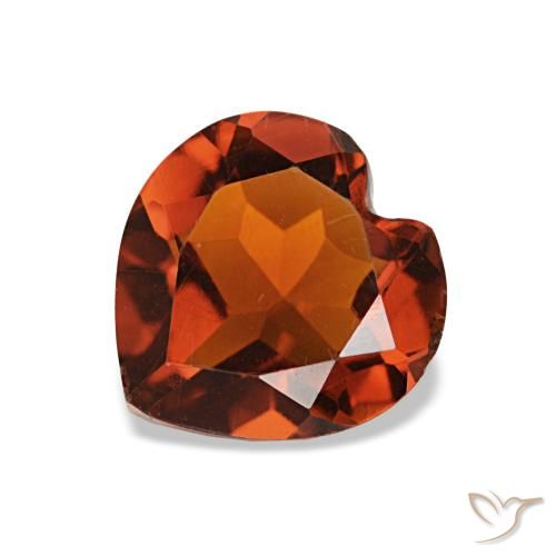 0.96 ct Orange Citrine Gemstone, Citrine Gem in Heart Facet Shape for Sale.