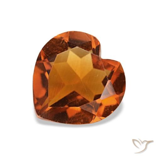0.92Ct Deep Orange Citrine, Heart, Vvs-Vs