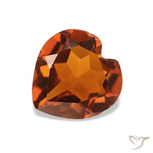 0.91 ct Orange Citrine Gemstone, Citrine Gem in Heart Facet Shape for Sale.