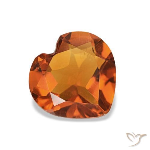 0.93 ct Orange Citrine Stone, Natural Citrine in Heart Facet Shape for Sale