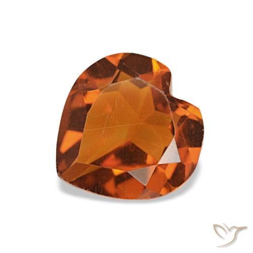 0.91 ct Orange Citrine Gemstone, Citrine Gem in Heart Facet Shape for Sale.