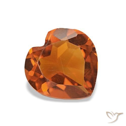 0.91 ct Orange Citrine Stone, Natural Citrine in Heart Facet Shape for Sale